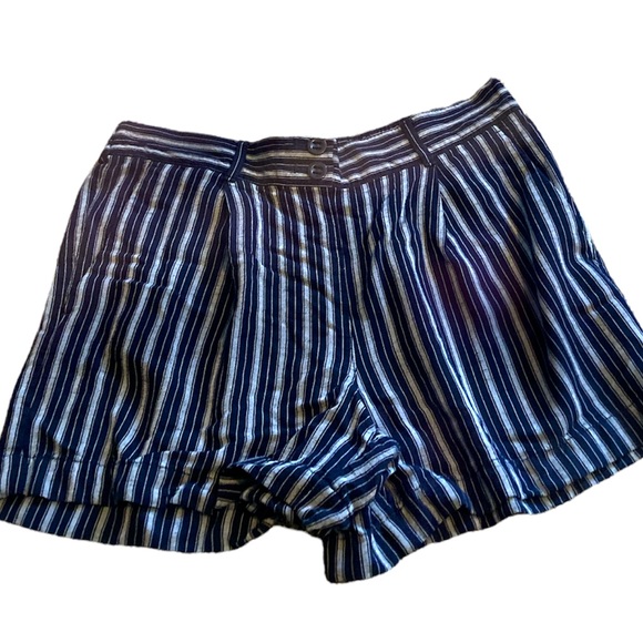 LOFT high rise navy striped shorts size Medium - Picture 1 of 4